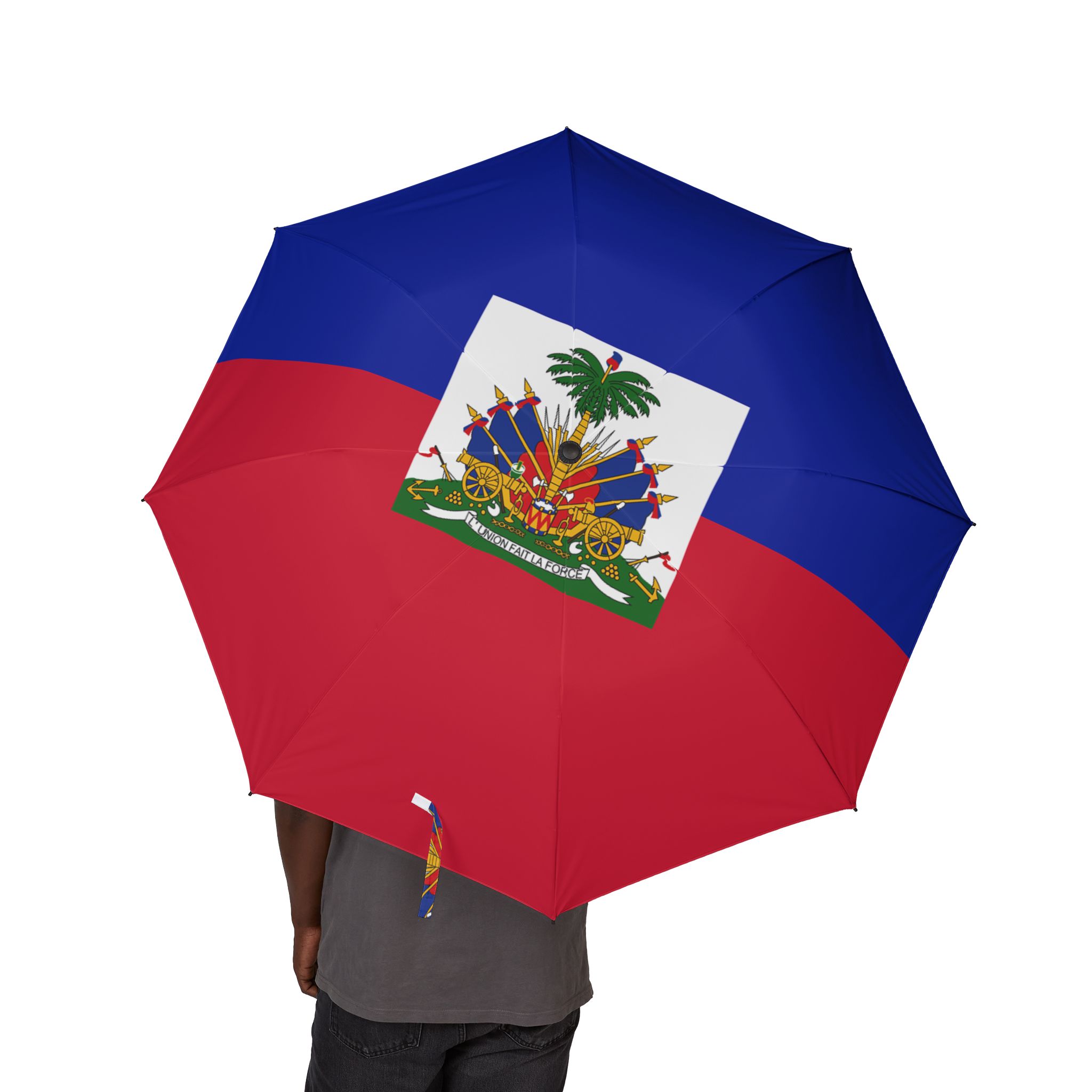 Semi-Automatic Haitian Flag Foldable Umbrella - Image 4