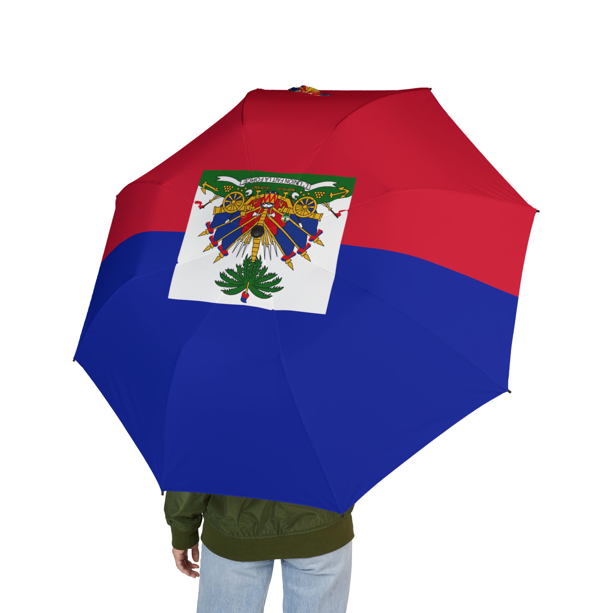 Semi-Automatic Haitian Flag Foldable Umbrella - Image 3