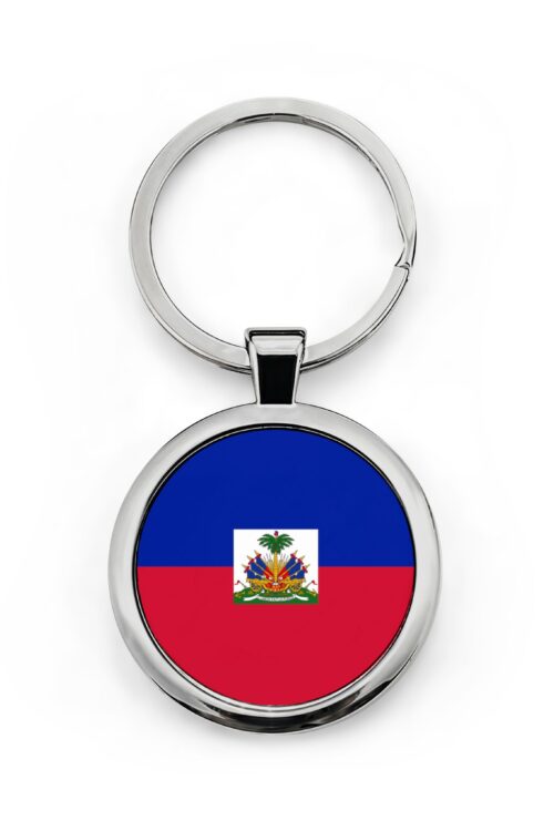 Haiti Flag Round Stainless Steel Keychain – Haitian Pride Key Ring