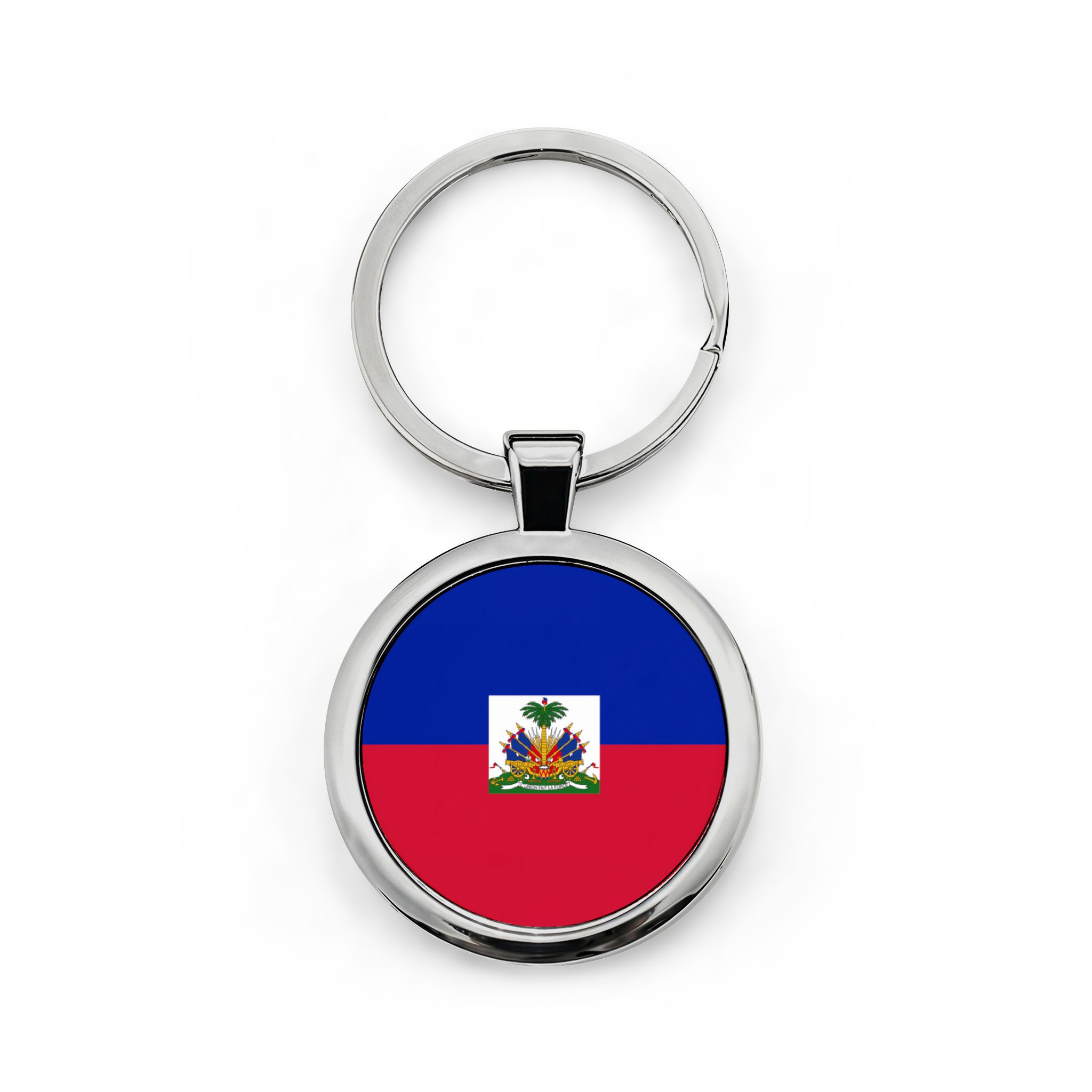 Haiti Flag Round Stainless Steel Keychain – Haitian Pride Key Ring