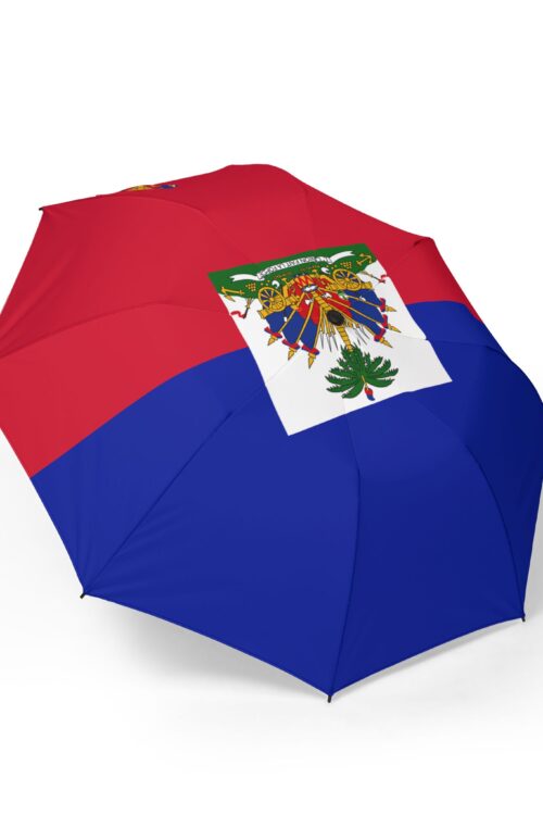 Semi-Automatic Haitian Flag Foldable Umbrella