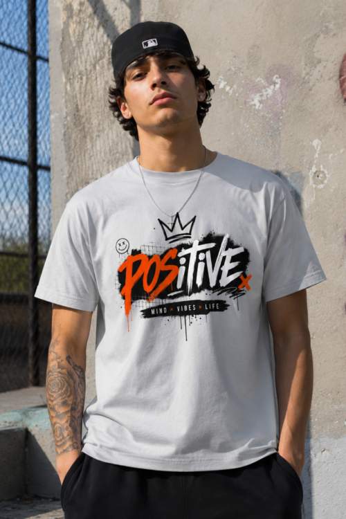 Positive Graffiti T-Shirt | Streetwear Crown Brushstroke Design